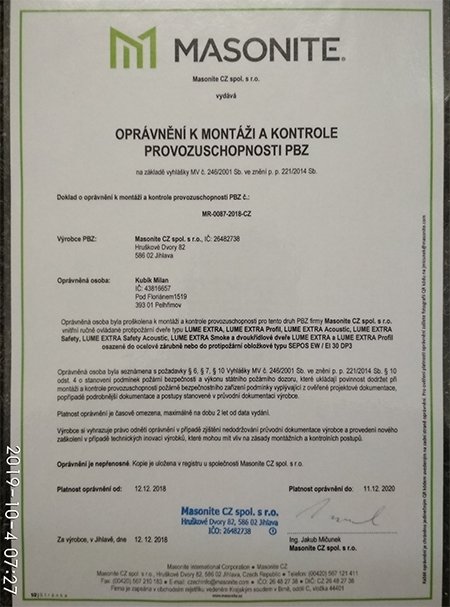 Oprávnění Masonite